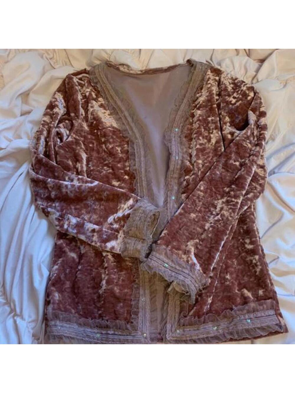 Handmade Pink velvet cardigan